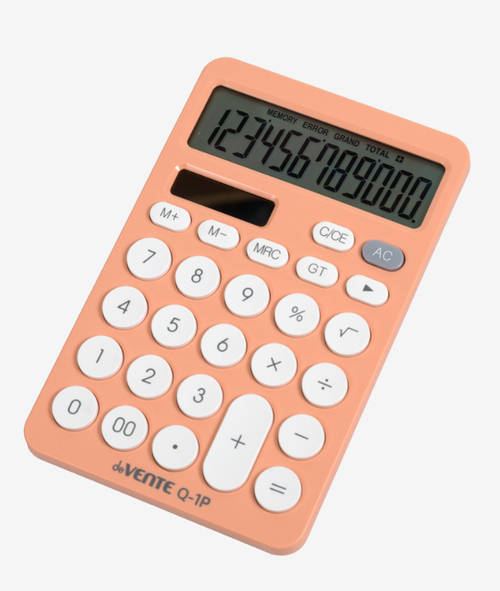 Калькулятор настольный ДЕВЕНТЕ 12 разрядов двойное питание персиковый 100*157*30 мм (Q-1P/4031340)
