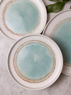 Набор 2 шт тарелок с бортом, 21 см Аквамариновое золото