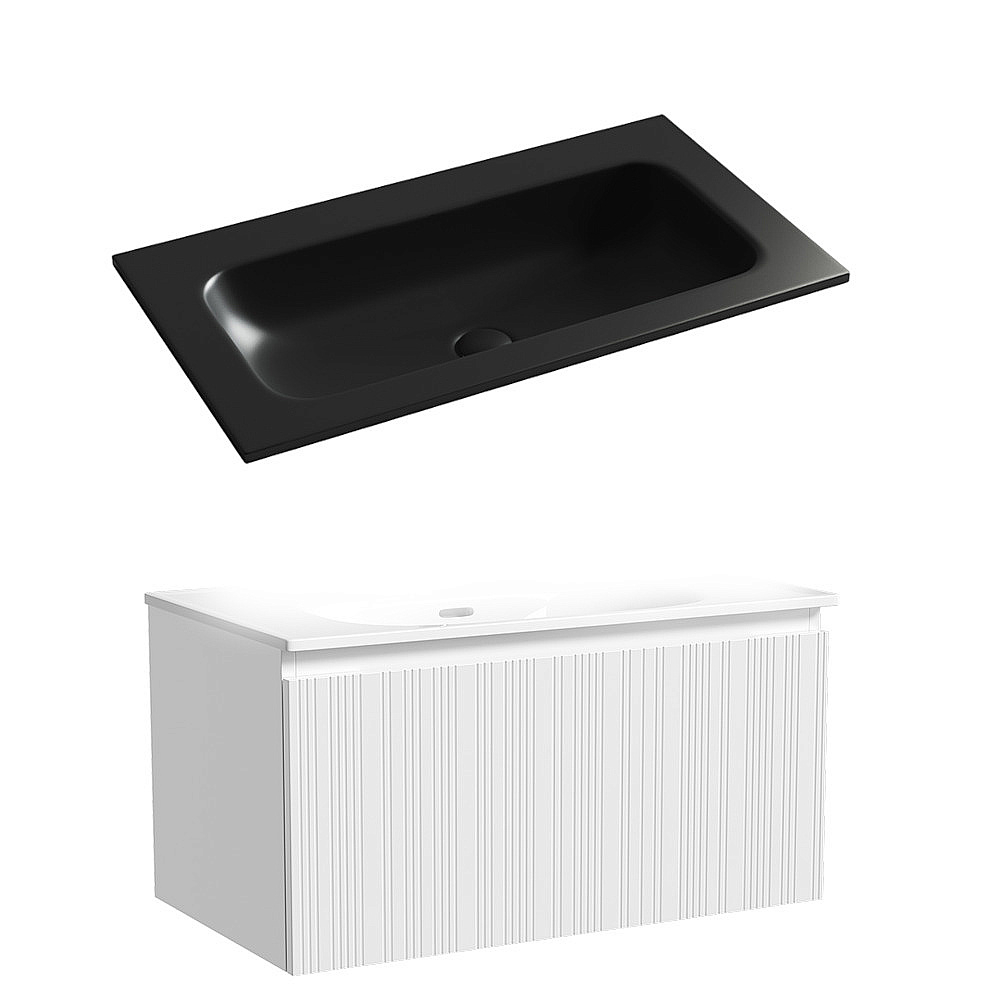 Тумба с раковиной Sancos CODE CD80W/CN7012MBwx 80 белая