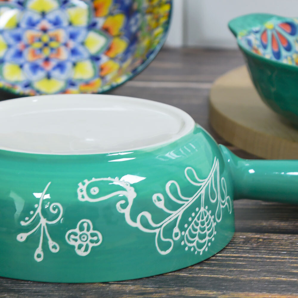 Кокотница с ручкой "Arabesque" 15,5см, керамика