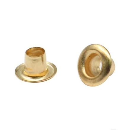 Люверсы металл, диаметр 3 мм, высота 3 мм, в упаковке 30 шт, цвет золото