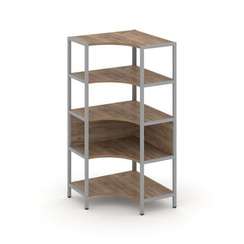Shelf System Односекционный угловой стеллаж четырехярусный SN.STMU-411 Дуб Табак/Металл Серый 810*81