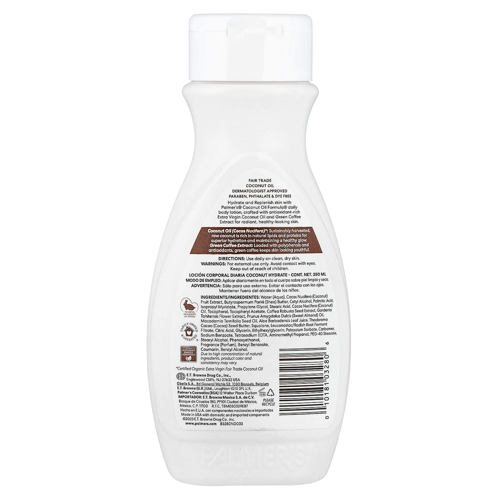 Palmer's, формула с кокосовым маслом и витамином Е, кокосовый увлажняющий лосьон для тела, для ежедневного применения, 250 мл (8,5 жидк. унции)