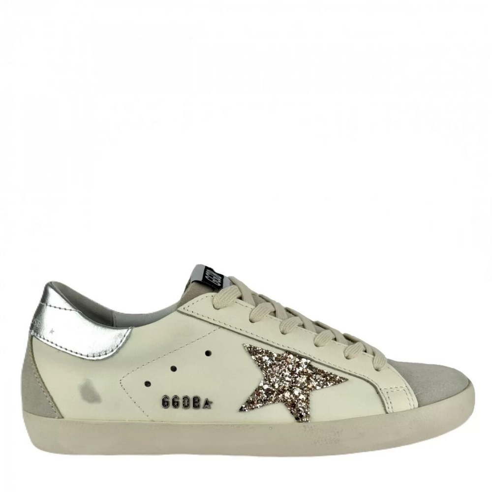Кеды GGDB Super-Star With Gold Glitter Star and Ice-Gray Suede Inserts