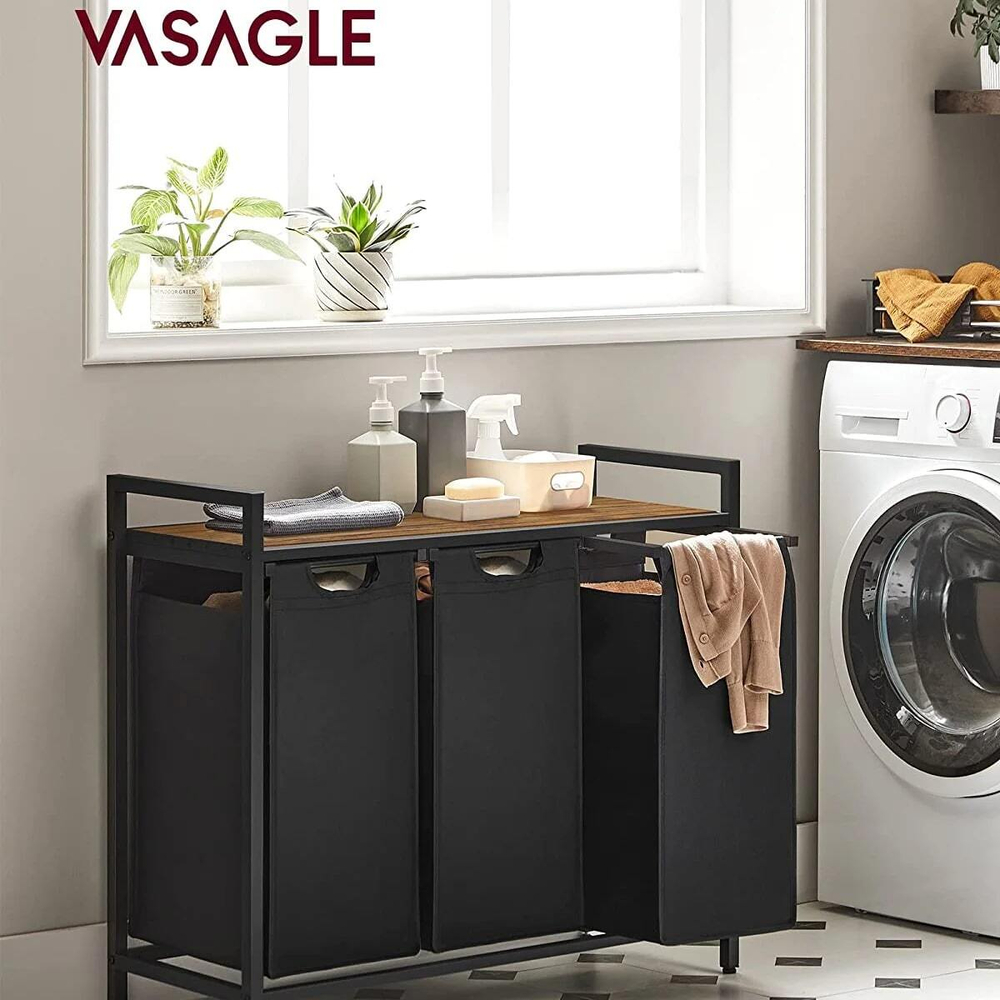 Корзина для белья Vasagle BLH301B01V1 с 3 съемными сумками , ткань Оксфорд , 3 x 38 литров