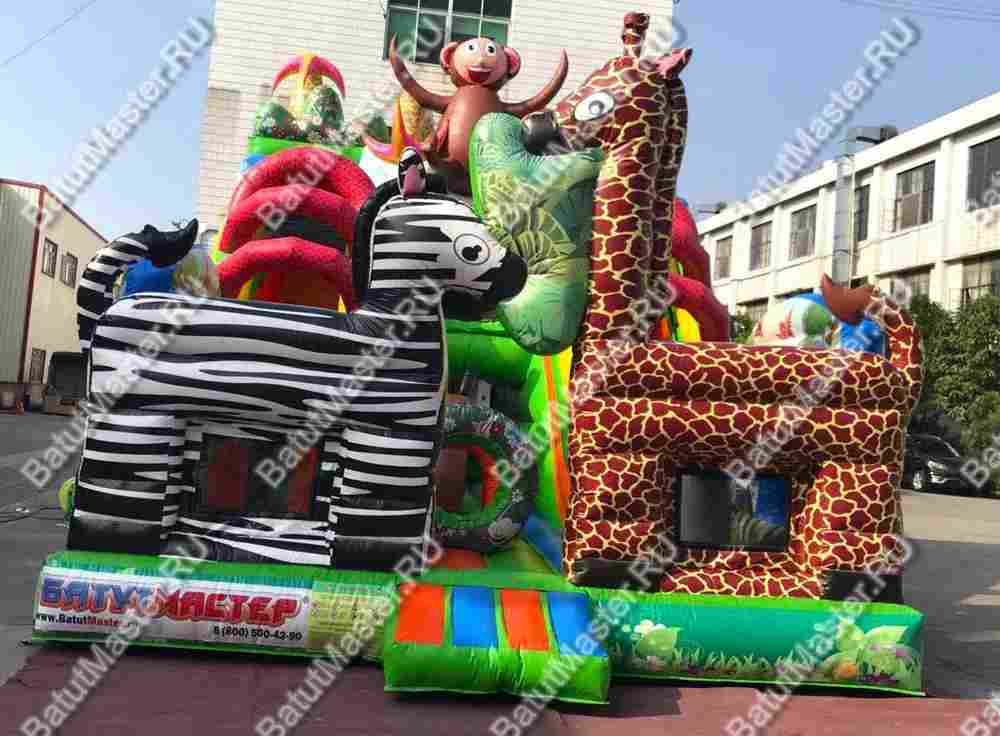 Коммерческий надувной батут "Большой зверинец" 9*5,5*7,7 м
