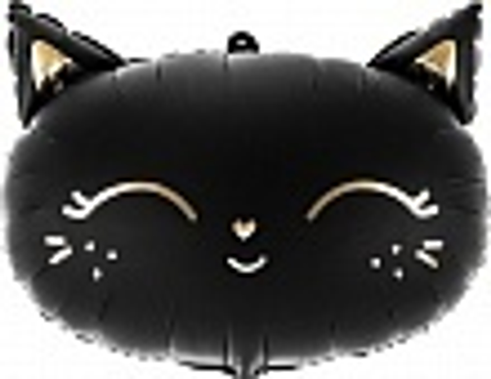 Шар (19""/48 см) Фигура, Голова, Магический котенок, Черный, 1 шт. Г007