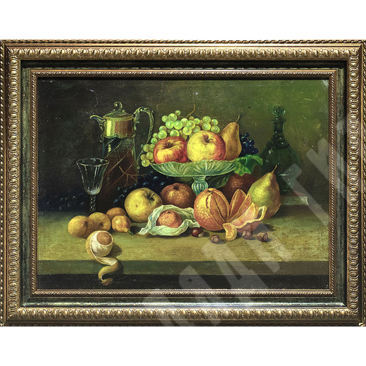 Н/х. Натюрморт с фруктами и графином. Холст, масло. Зап. Европа, к. XIX в.