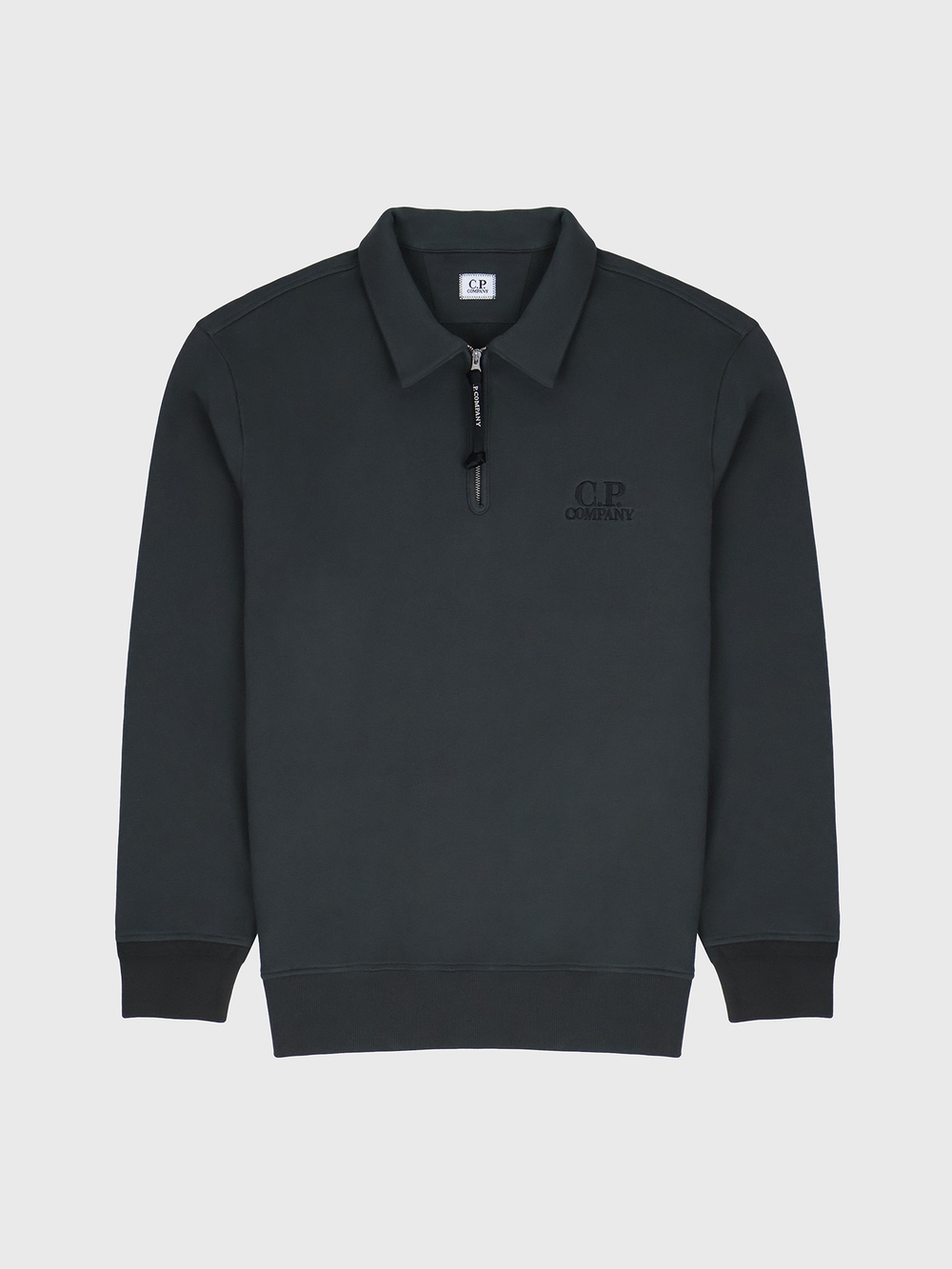 Свитшот на молнии C.P. Company Logo Diagonal Raised Fleece Half Zip Dark Shadow - Grey