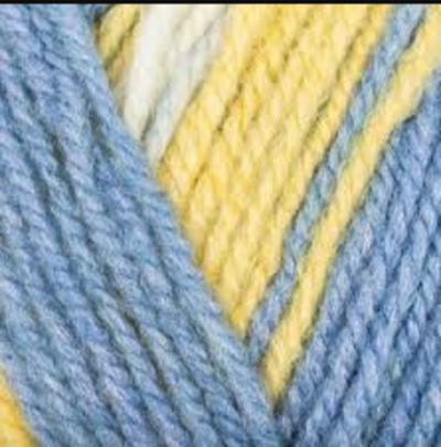 Пряжа "Подмосковная меланж", 50% шерсть, 50% акрил, 100гр-250м, желтый/белый/голубой