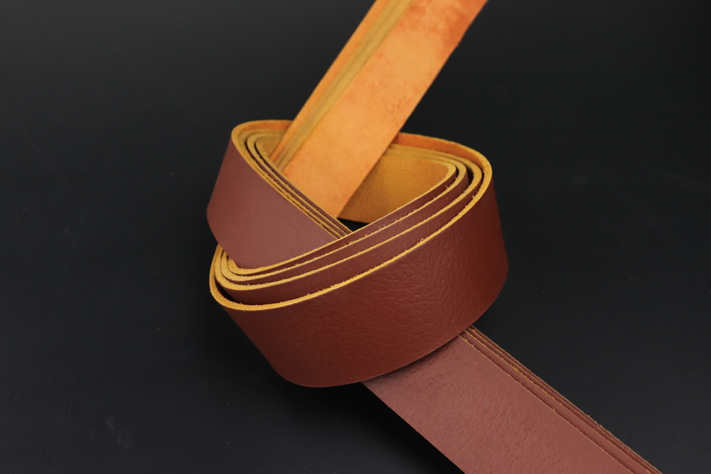 (2 сорт) Ременная заготовка янтарь с лицевой отделкой + плита терра