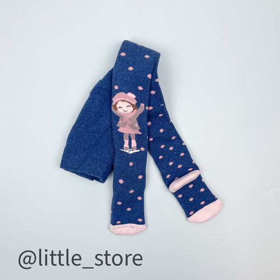 Колготки махровые Девочка на прогулке, Синий индиго