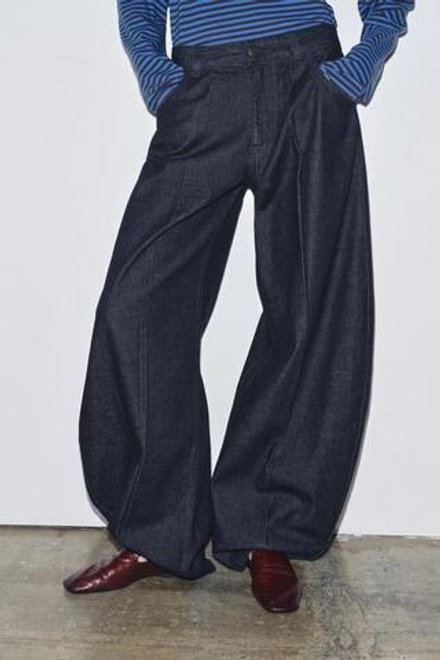 ZARA ДЖИНСЫ BALLOON СО СРЕДНЕЙ ПОСАДКОЙ — ZW COLLECTION, СИНИЙ