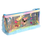 Пенал - косметичка Alingar, мех/голографика, молния, 90х200мм, "Щенки", ассорти (собачки)