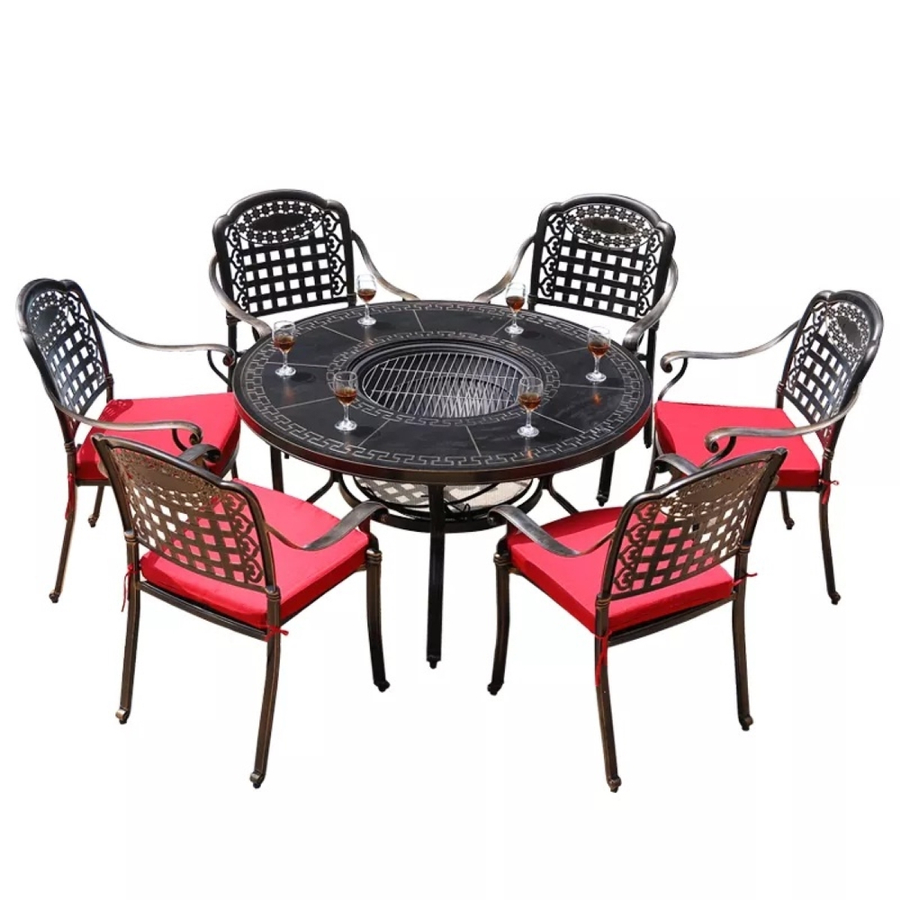 Стол уличный с мангалом из литого алюминия Барбекю-4(BBQ-4)