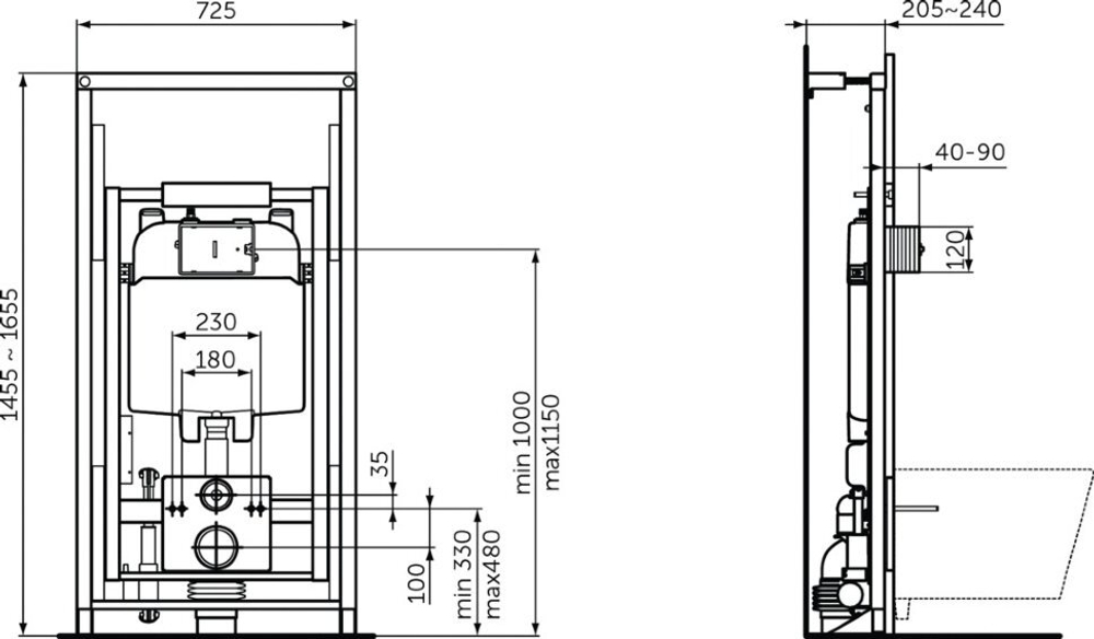 Встраиваемая инсталляция Ideal Standard PROSYS R0145A6