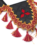 Вымпел тройной Fuso (экокожа, черный с красными кисточками)