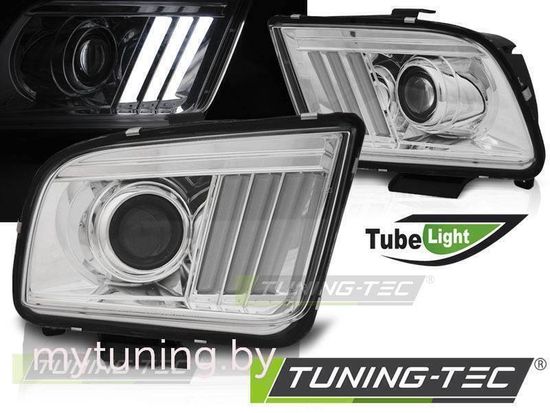 Передние фары chrome tube light для Ford Mustang V