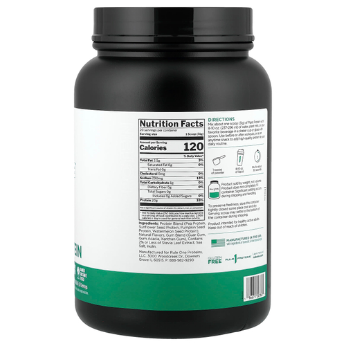 Rule One Proteins, растительный протеин, чистая ваниль, 620 г (1,37 фунта)