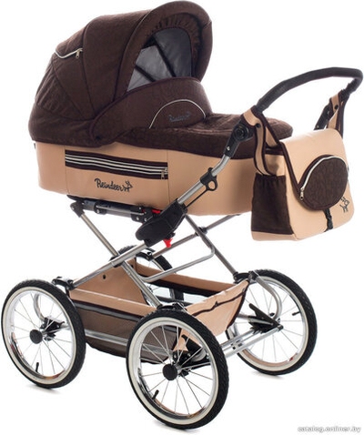 Коляска Reindeer Style Leather Collection 2 в 1 с конвертом, эко-кожа (коричневый)