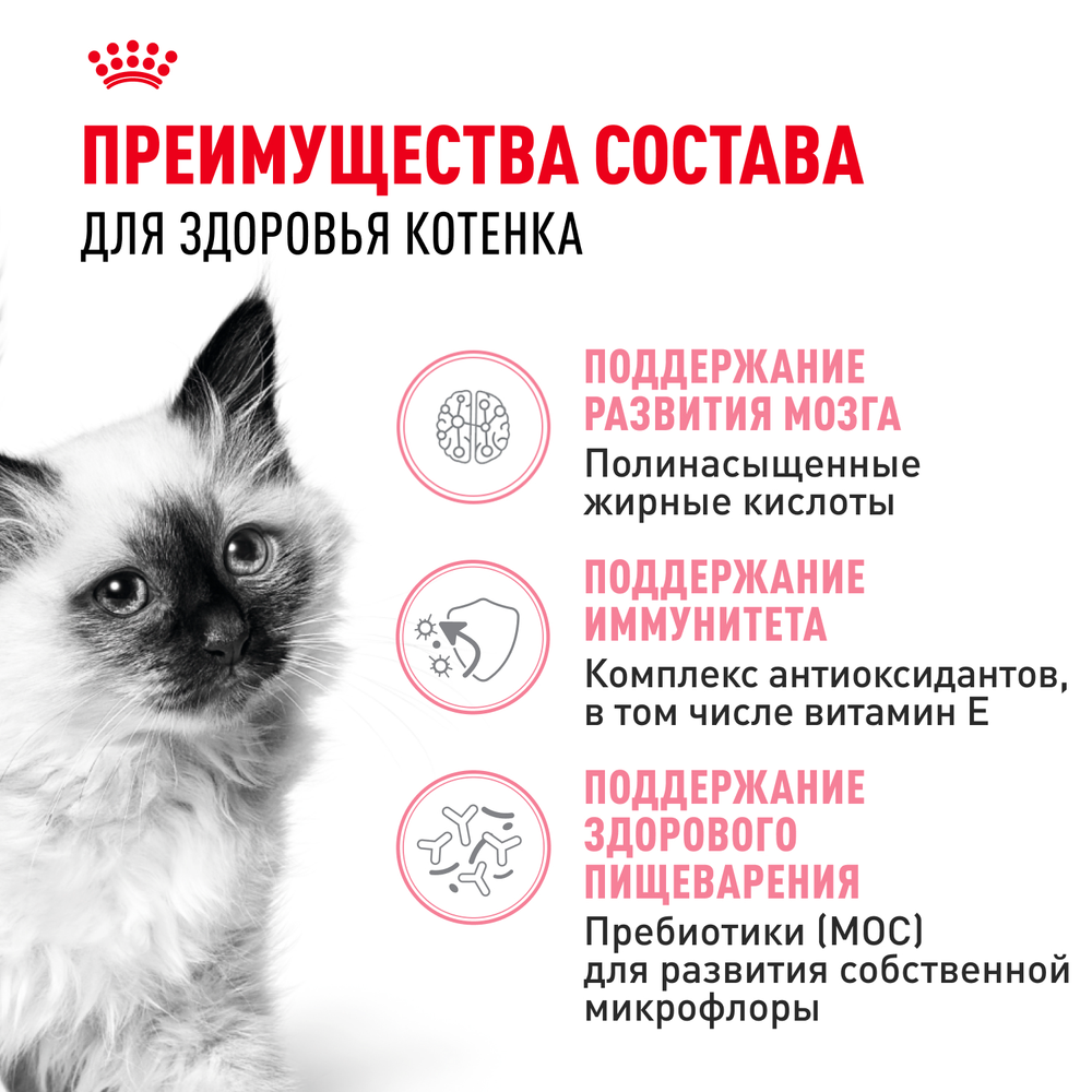 Royal Canin Kitten Киттен Корм сухой сбалансированный для котят в период второй фазы роста до 12 месяцев 300г