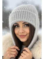 шапка ушанка вязаная зимняя ангора пушистая