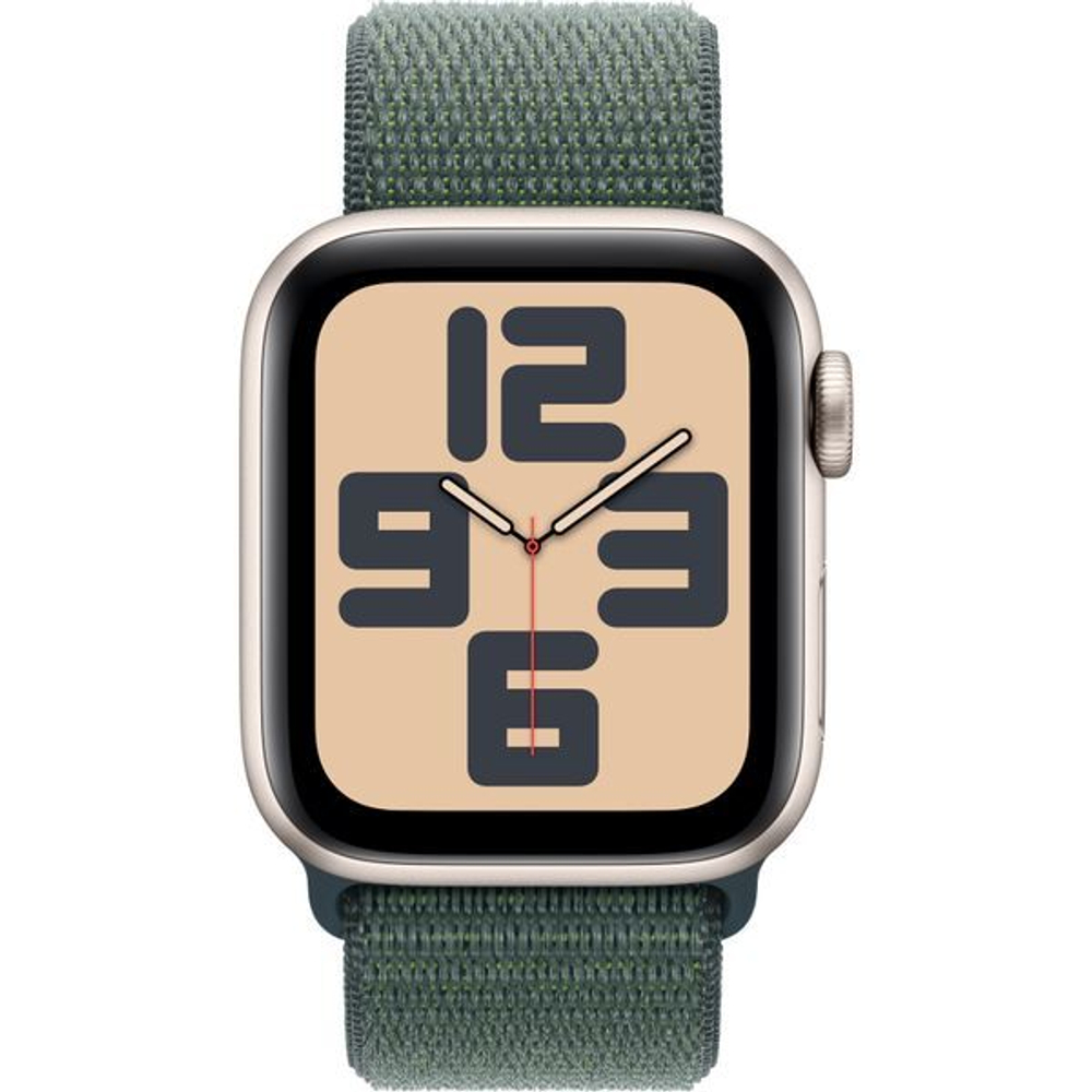 Часы Apple Watch SE, 40 мм, алюминий цвета «сияющая звезда», браслет Sport Loop цвета «горное озеро» (2024)