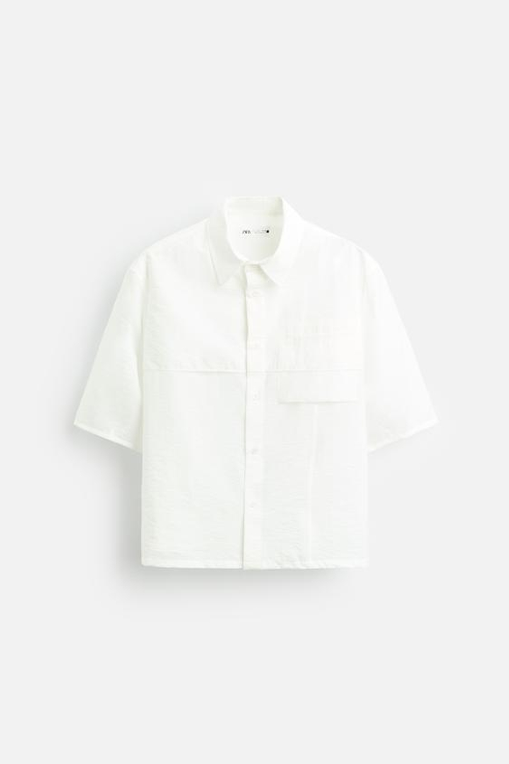 ZARA РУБАШКА ИЗ ЖАТОЙ ТКАНИ, ЖЕЛТОВАТО-БЕЛЫЙ