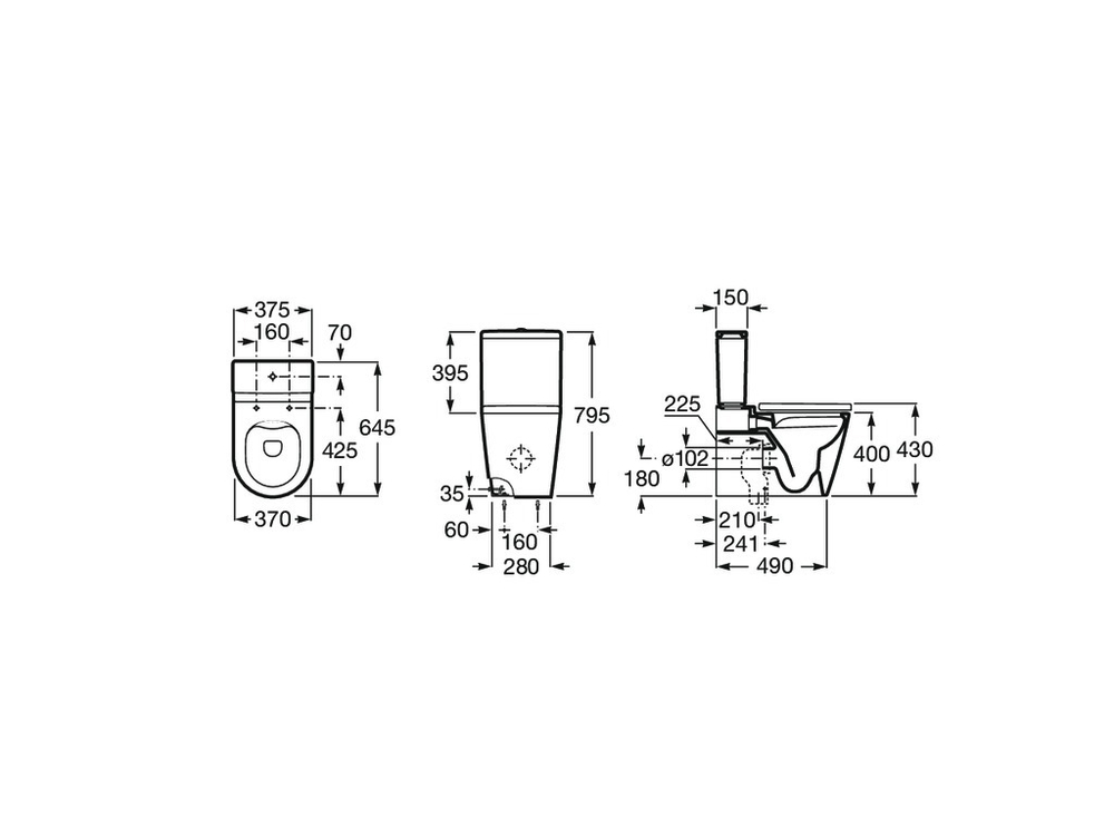 Чаша Roca Inspira Round напольная 645 Rimless, BTW, жемчужный 342526630