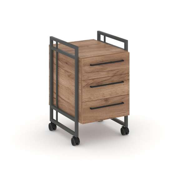 Rift Direct Тумба мобильная RF.TMR-001 Дуб Табак/Металл Антрацит/Черный Ручки 424*500*680