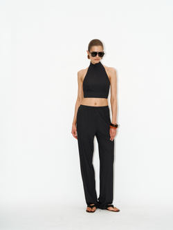 Брюки kyle ribbed black прямые