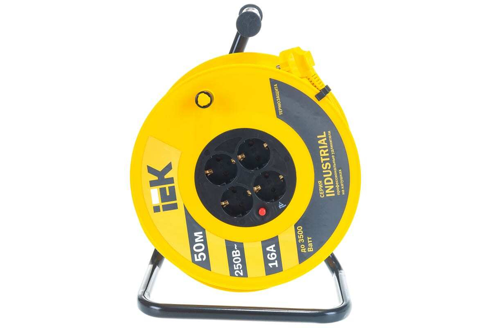Удлинитель силовой на катушке с термозащитой 4 места 3500Вт 50м 3х1,5мм2 INDUSTRIAL IEK