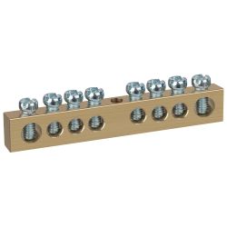 Шина ЭРА NO-122-30 PEN земля-ноль 8х12мм 8/1 латунная крепеж по центру | Шины N, PE, PEN