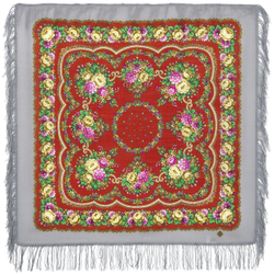 Платок шерстяной с шерстяной бахромой