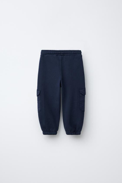 ZARA БРЮКИ-ДЖОГГЕРЫ В СТИЛЕ КАРГО, МОРСКОЙ СИНИЙ