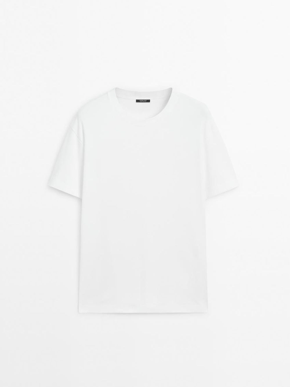 Massimo Dutti Хлопковая футболка-поло с короткими рукавами, белый