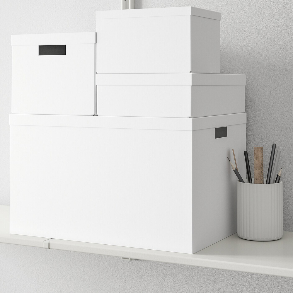 IKEA TJENA  (ИКЕА ТЙЕНА)  -  Контейнер с крышкой, белый, 18x25x15 см