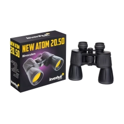 Бинокль Levenhuk New Atom 20x50 - с упаковкой, черный корпус, желтые линзы