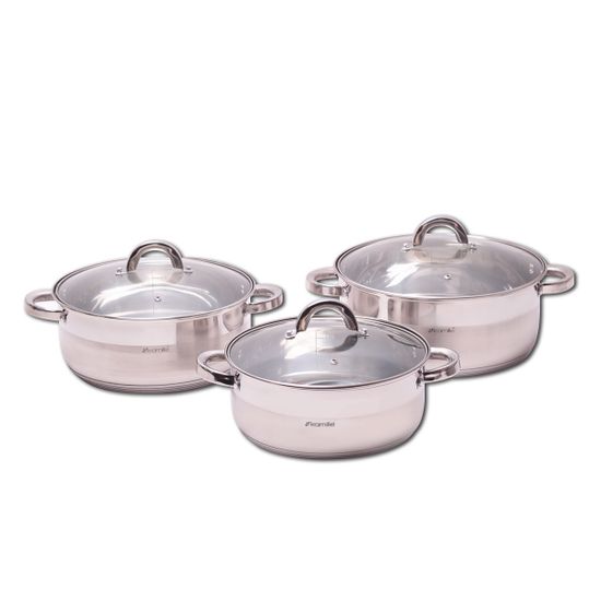 Набор кастрюль 6 предметов (4 л, 5 л, 6.5 л) из нержавеющей стали Kamille КМ-5804