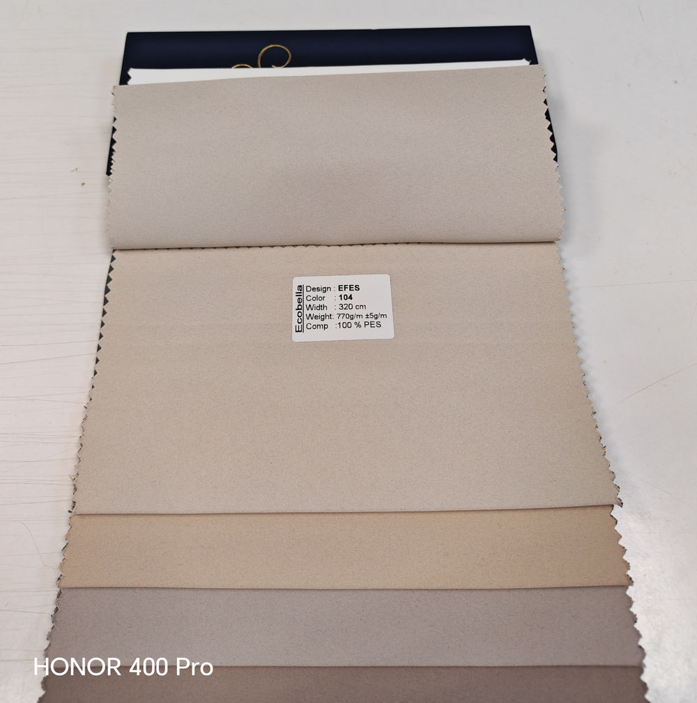 Римская штора Ecobella арт. Efes col. 104 с декоративным бордюром Te-Xo и карнизом