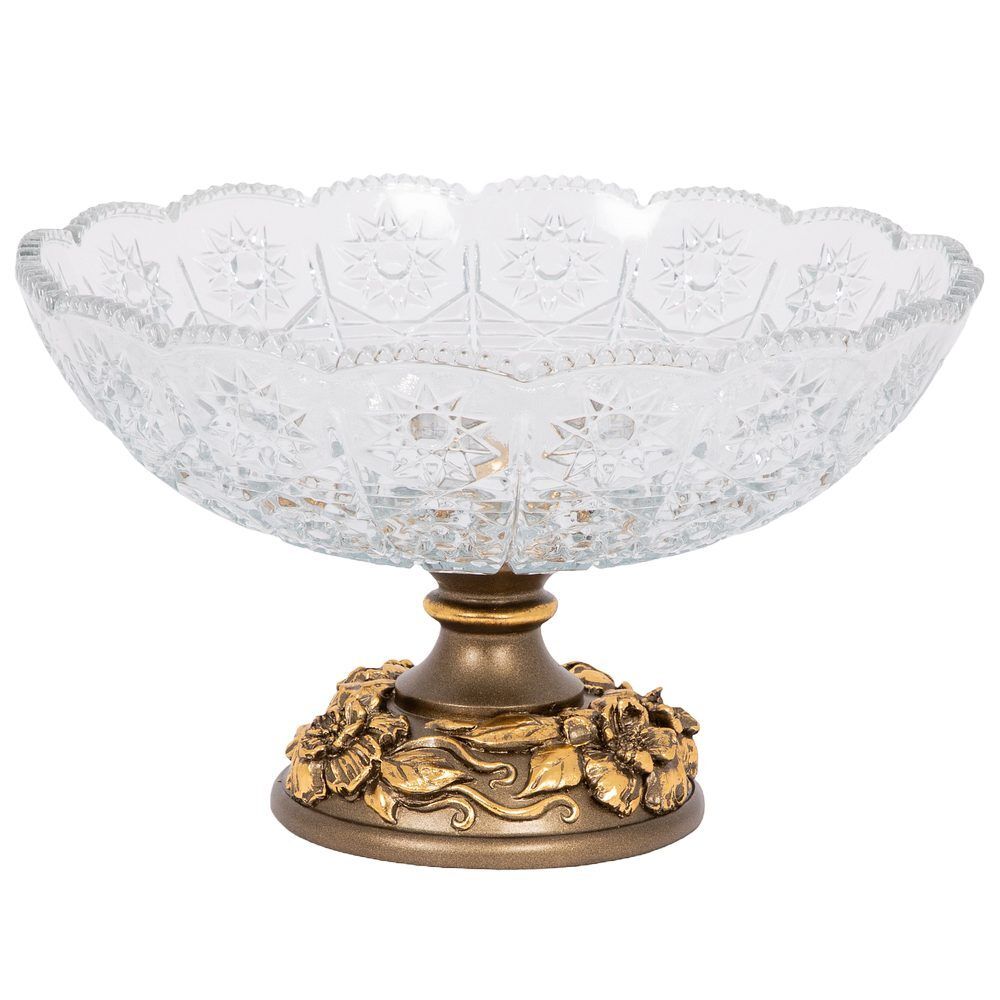 Фруктовница-конфетница Лето со стеклянной чашей 7373 Бронза