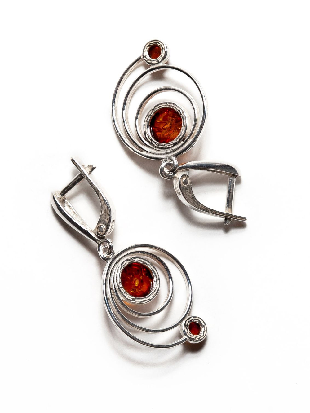 Серьги из серебра 925 с цельным коньячным янтарем. Калининградский янтарь серьги