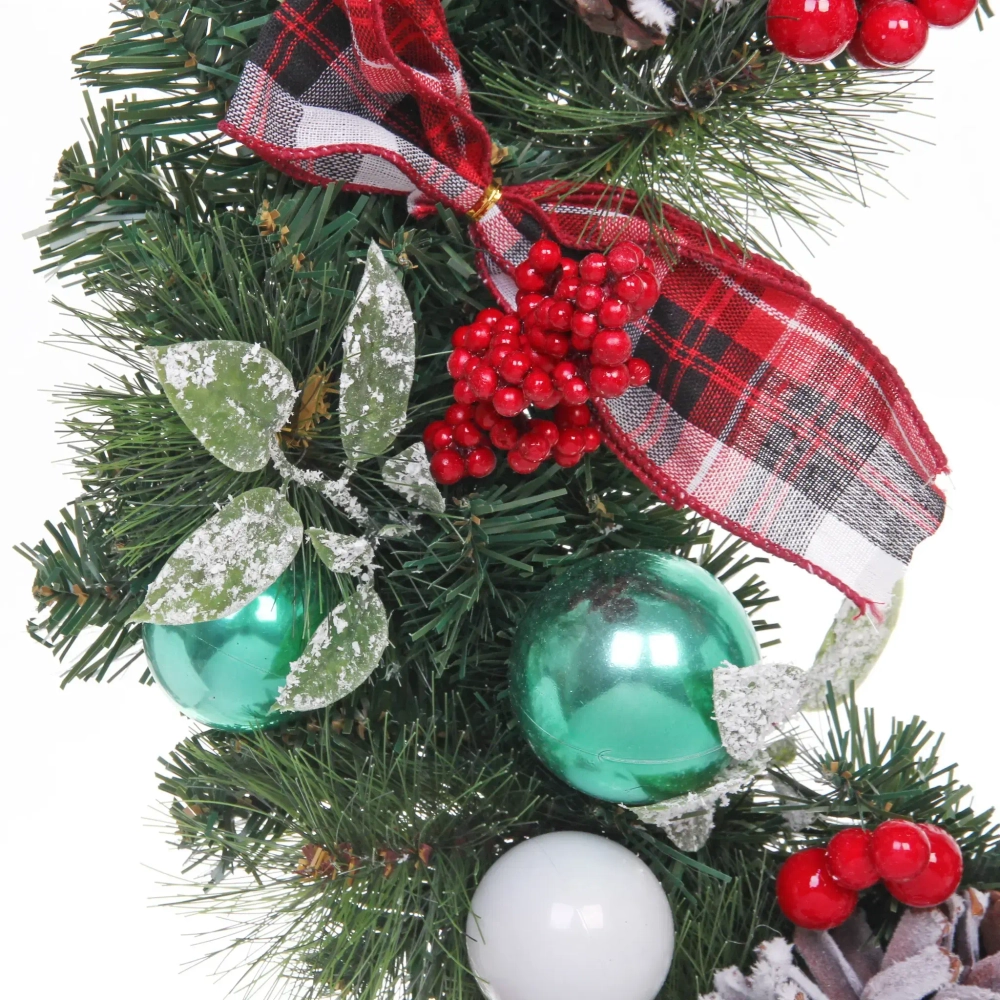 Венок хвойный новогодний «Рождественский день» 50 см, резина, леска, ПВХ (SSQ1914A-50)