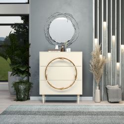 Комод Арт Колор matte Классик Голд с 3 ящиками Кремовый белый матовый