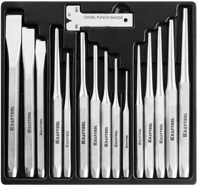 KRAFTOOL Grand-15, 15 предметов, набор зубил и кернеров (21075-H15)