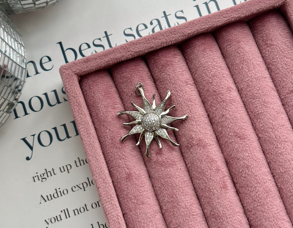 Подвеска "Солнце" 32,5мм, со стразами