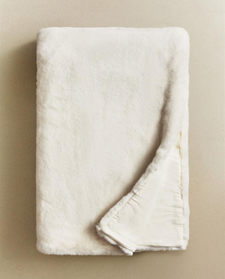 Zara Home - Меховой плед, белый, 220x240 см