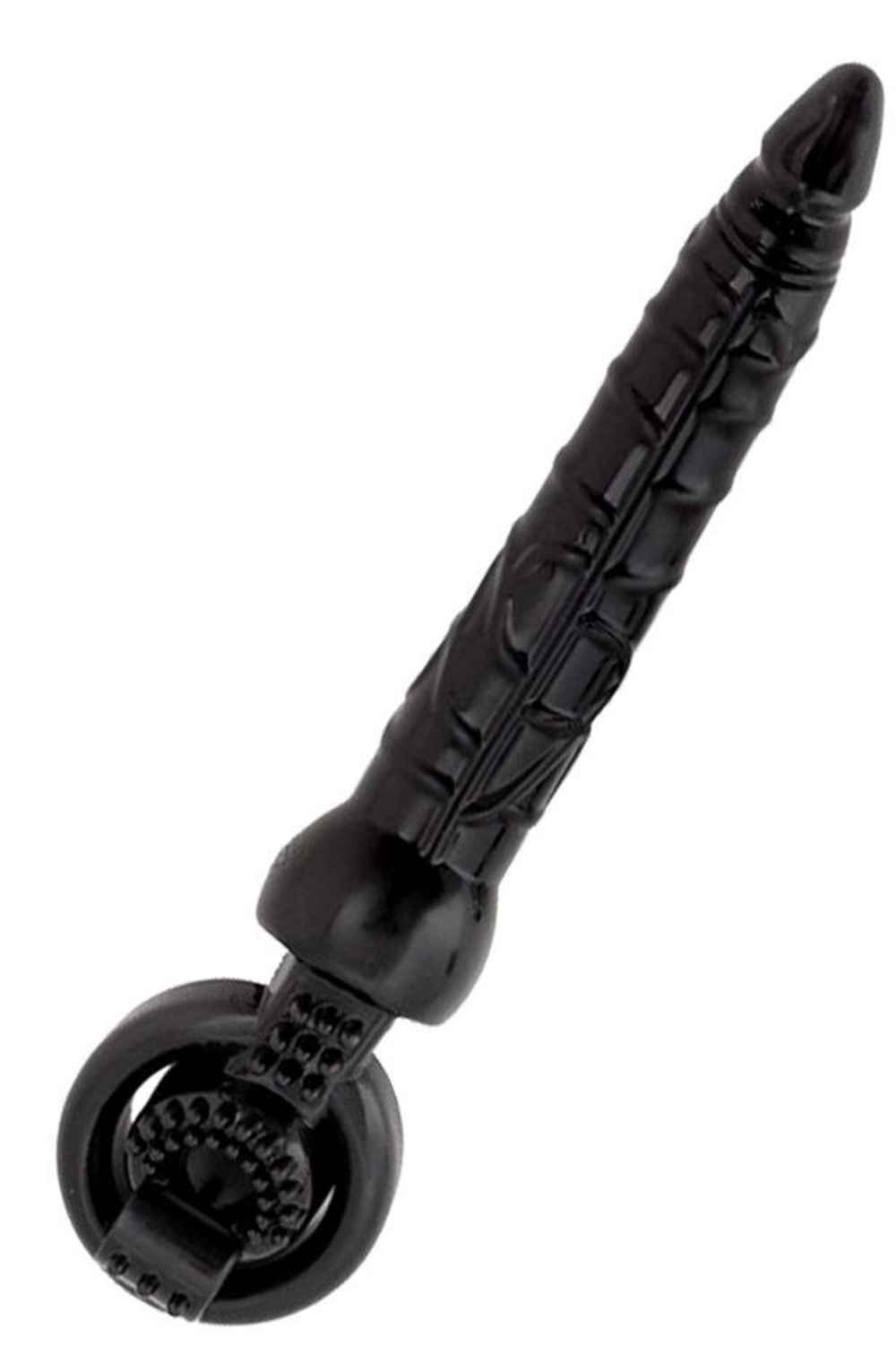 Черная вибронасадка Black&Red для двойного проникновения - 24 см. (Цвет: черный)