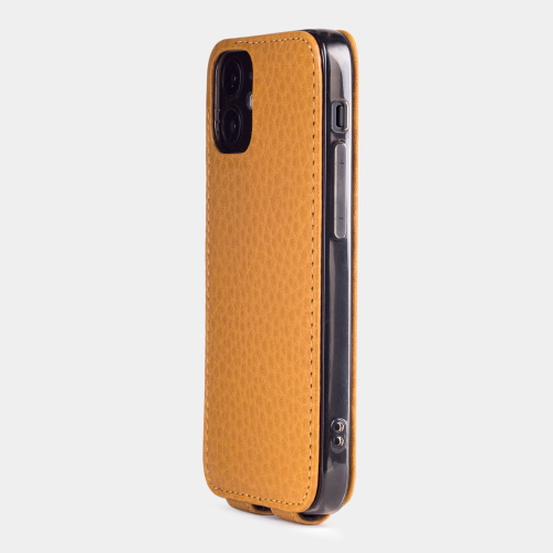 Чехол для iPhone 12 Mini из натуральной кожи теленка, золотого цвета