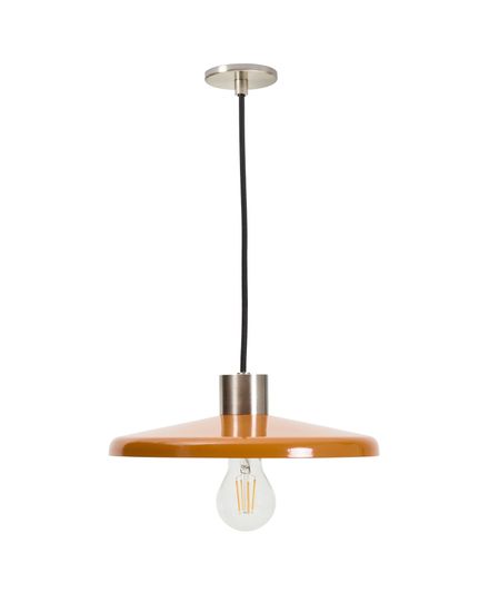 Пoдвесной светильник Nuvira из светло-серого металла с оранжевым абажуром